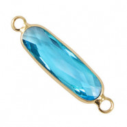 Kristallglas Zwischenstück lang Oval 29mm Blue-gold
